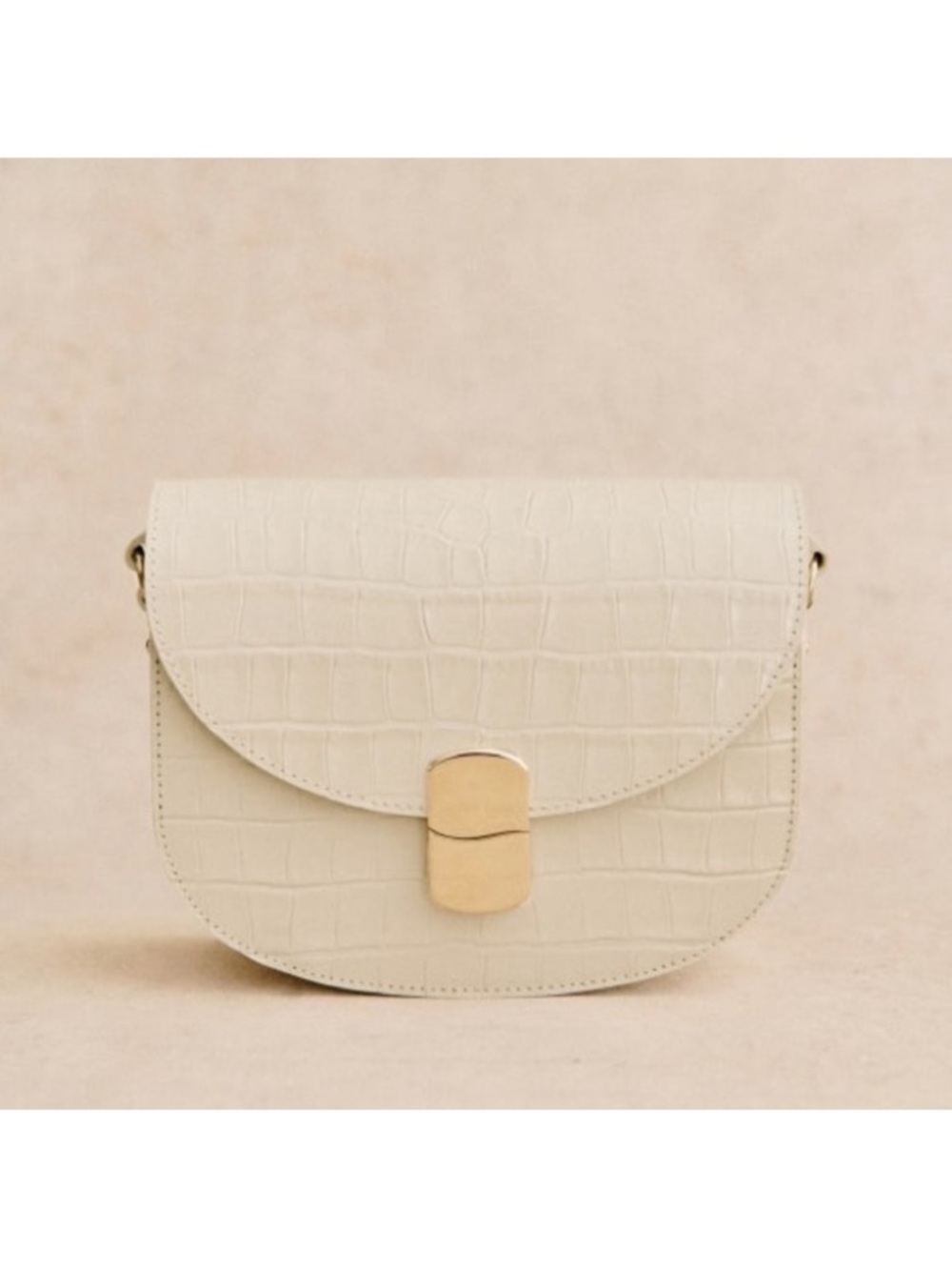 New Sézane Claude Bag Ecru Croco Embossed Leather Crossbody Shoulder Bag READ